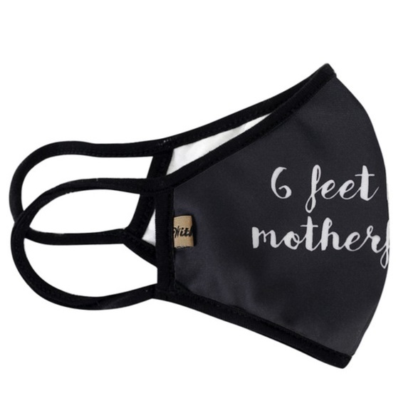 Men’s Black 6 Feet Back Mother F*cker Face Mask - Picture 3 of 8